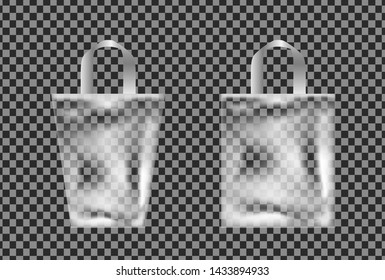 Transparent plastic shopping bag with with handle
