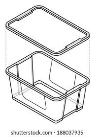 A Transparent Plastic Storage Tub With Lid Off.