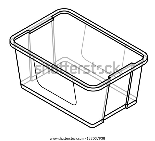 A transparent plastic storage tub with lid on.