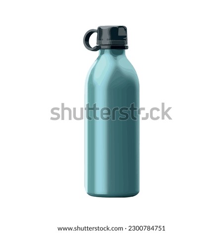 Transparent plastic water bottle with blue cap over white