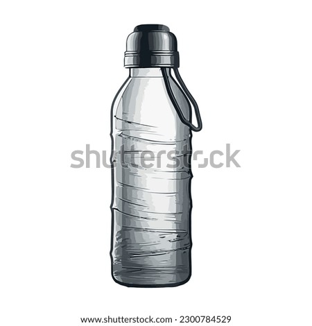 Transparent plastic water bottle over white