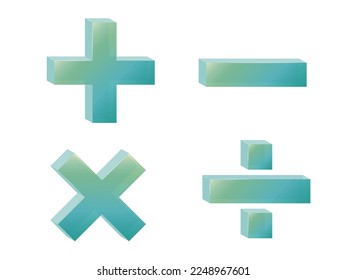 transparent plus minus multiplied divided symbol with transparent and three-dimensional vector illustration graphic EPS 10