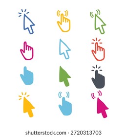 
Transparent PNG available
Computer mouse cursor icon set with arrow clicks, hand pointers, and loading animations for UI and web apps  - Powered by Shutterstock - Get 15% off with code: PIKWIZARD15