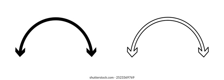 Transparent PNG available
Dual semi circle arrow. Vector illustration. Semicircular curved thin long double ended arrow. Dual sided arrow Vector eps 10.