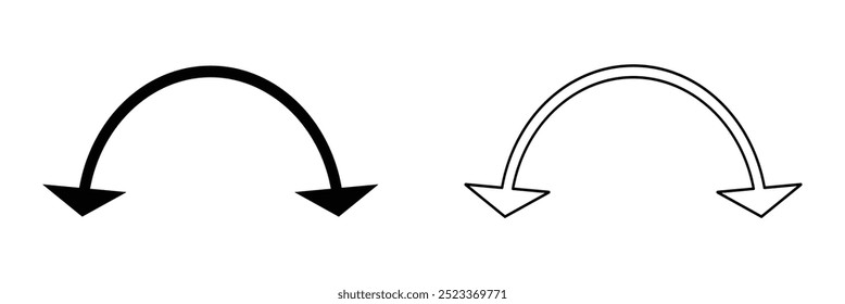 Transparent PNG available
Dual semi circle arrow. Vector illustration. Semicircular curved thin long double ended arrow. Dual sided arrow Vector eps 10.