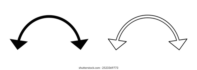 Transparent PNG available
Dual semi circle arrow. Vector illustration. Semicircular curved thin long double ended arrow. Dual sided arrow Vector eps 10.