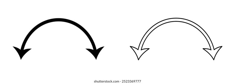 Transparent PNG available
Dual semi circle arrow. Vector illustration. Semicircular curved thin long double ended arrow. Dual sided arrow Vector eps 10.