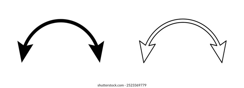 Transparent PNG available
Dual semi circle arrow. Vector illustration. Semicircular curved thin long double ended arrow. Dual sided arrow Vector eps 10.