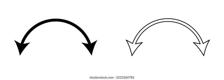 Transparent PNG available
Dual semi circle arrow. Vector illustration. Semicircular curved thin long double ended arrow. Dual sided arrow Vector eps 10.