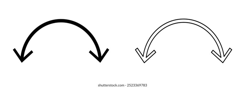 Transparent PNG available
Dual semi circle arrow. Vector illustration. Semicircular curved thin long double ended arrow. Dual sided arrow Vector eps 10.