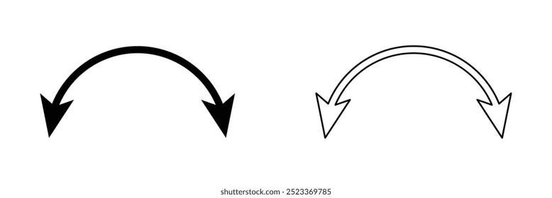 Transparent PNG available
Dual semi circle arrow. Vector illustration. Semicircular curved thin long double ended arrow. Dual sided arrow Vector eps 10.