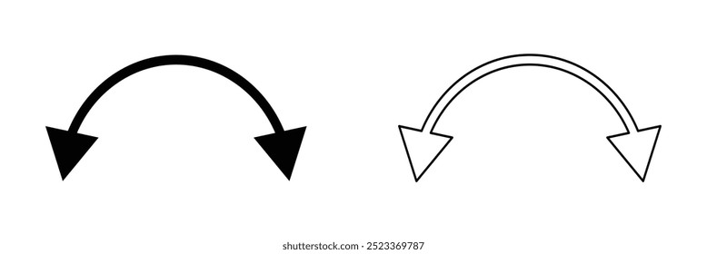 Transparent PNG available
Dual semi circle arrow. Vector illustration. Semicircular curved thin long double ended arrow. Dual sided arrow Vector eps 10.