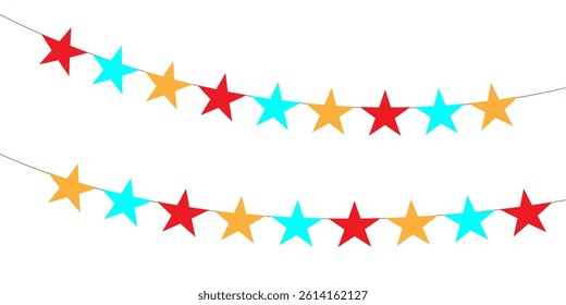 Transparent PNG available
Party bunting flags. Colorful perspective flags party isolated on white background. Birthday, Christmas, anniversary, and festival fair concept. Vector illustration. eps10 99
