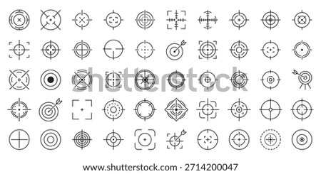 Transparent PNG available
Target and aim icon set, crosshair, bullseye vector, precision, accuracy, and focus icon for aiming, archery, shooting, or navigation