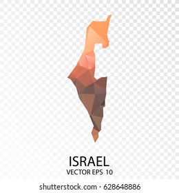 transparent Polygon Map - Vector illustration Low Poly Orange Color Israel Map of  isolated. Vector Eps 10.