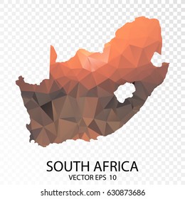 transparent Polygon Map - Vector illustration Low Poly Orange Color South Africa Map of isolated. Vector Eps 10.