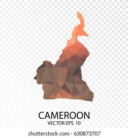 transparent Polygon Map - Vector illustration Low Poly Orange Color Cameroon Map of isolated. Vector Eps 10.
