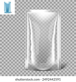 Transparent Pouch Bag Mockup Front View. EPS10 Vector