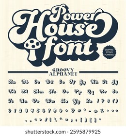 Transparent Power House groovy retro bold Font alphabet vector file