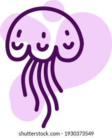 Transparent purple medusa, illustration, vector on white background.