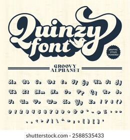 Transparent quinzy groovy retro bold Font alphabet vector file