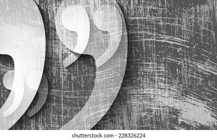 transparent quotation mark and scratched background