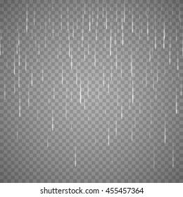 Transparent rain drops isolated on abstract background. Vector rainy drop effect