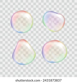 
Transparent rainbow soap bubbles. Colorful drops.Vector illustration