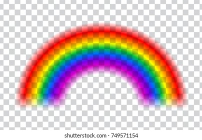 Transparent rainbow. Vector illustration. Realistic raibow on transparent background.