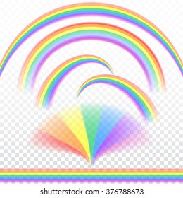 Transparent  rainbows in different shape, realistic set vector