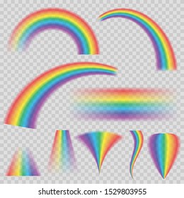 Transparent rainbows in different shapes.