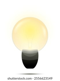 Transparent realistic 3d light bulb, icon idea, isolated.