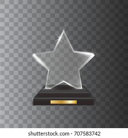 Transparent Realistic Blank Vector Acrylic Glass Trophy Award