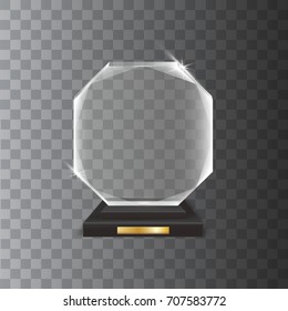Transparent Realistic Blank Vector Acrylic Glass Trophy Award