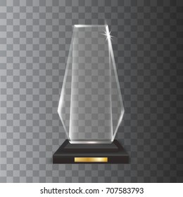 Transparent Realistic Blank Vector Acrylic Glass Trophy Award