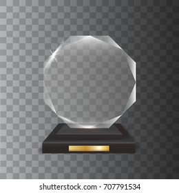 Transparent Realistic Blank Vector Acrylic Glass Trophy Award
