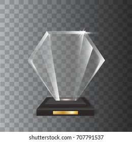 Transparent Realistic Blank Vector Acrylic Glass Trophy Award
