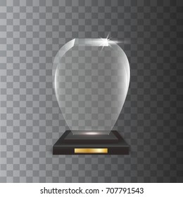 Transparent Realistic Blank Vector Acrylic Glass Trophy Award