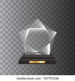 Transparent Realistic Blank Vector Acrylic Glass Trophy Award