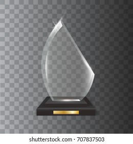 Transparent Realistic Blank Vector Acrylic Glass Trophy Award