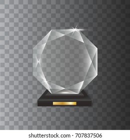 Transparent Realistic Blank Vector Acrylic Glass Trophy Award