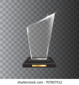 Transparent Realistic Blank Vector Acrylic Glass Trophy Award
