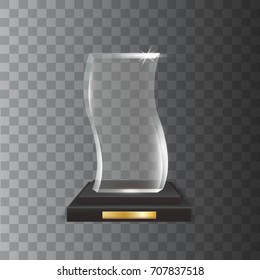 Transparent Realistic Blank Vector Acrylic Glass Trophy Award