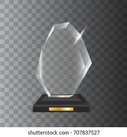Transparent Realistic Blank Vector Acrylic Glass Trophy Award