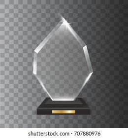 Transparent Realistic Blank Vector Acrylic Glass Trophy Award