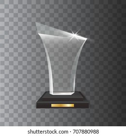 Transparent Realistic Blank Vector Acrylic Glass Trophy Award