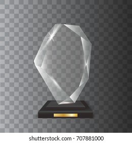 Transparent Realistic Blank Vector Acrylic Glass Trophy Award