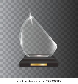 Transparent Realistic Blank Vector Acrylic Glass Trophy Award