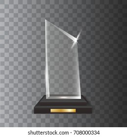 Transparent Realistic Blank Vector Acrylic Glass Trophy Award