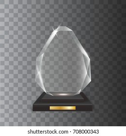 Transparent Realistic Blank Vector Acrylic Glass Trophy Award